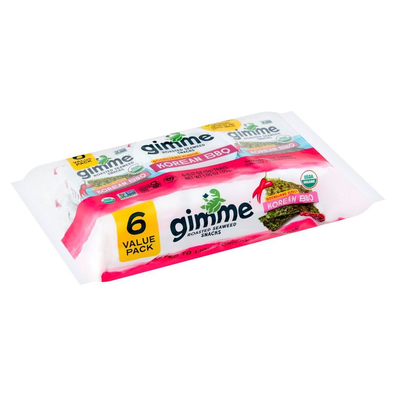 Gimme Gochujang Flavor Korean BBQ Roasted Seaweed Snacks Value Pack, 0.17 oz, 6 count
