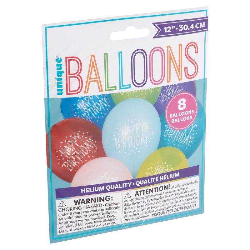 Unique Happy Birthday Balloons, 8 count