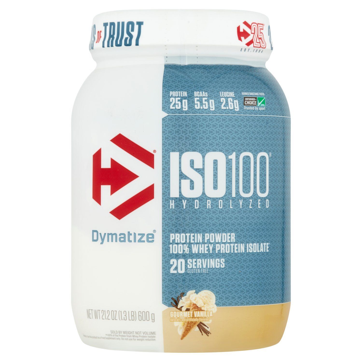 Dymatize Gourmet Vanilla ISO100 Hydrolyzed Protein Powder, 21.2 oz