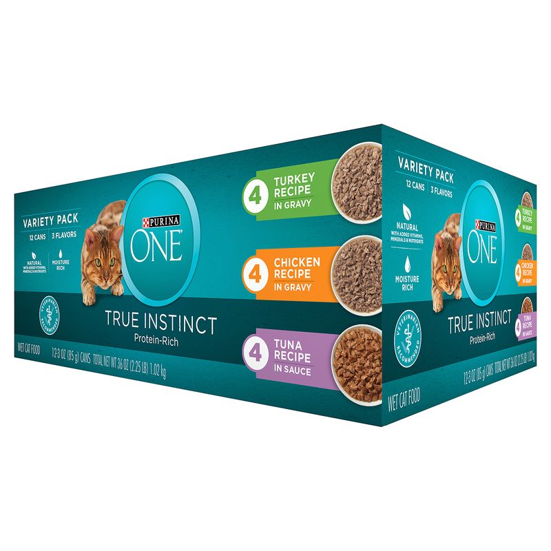 Purina ONE True Instinct Protein-Rich Wet Cat Food Variety Pack, 3 oz, 12 count