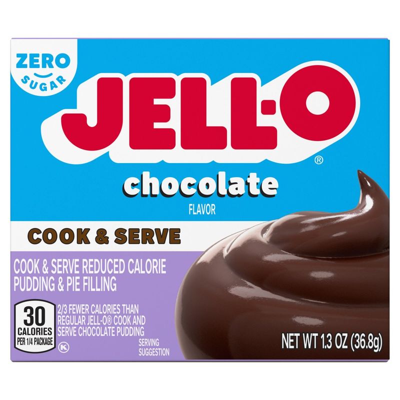 Jell-O Zero Sugar Chocolate Flavor Cook &amp; Serve Reduced Calorie Pudding &amp; Pie Filling, 1.3 oz