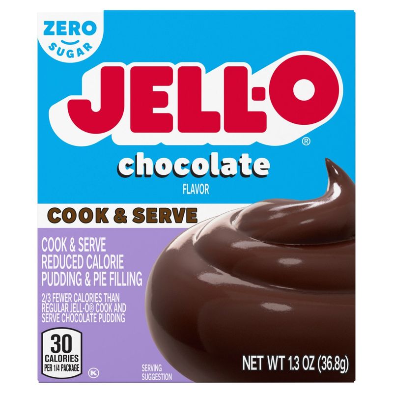 Jell-O Zero Sugar Chocolate Flavor Cook &amp; Serve Reduced Calorie Pudding &amp; Pie Filling, 1.3 oz