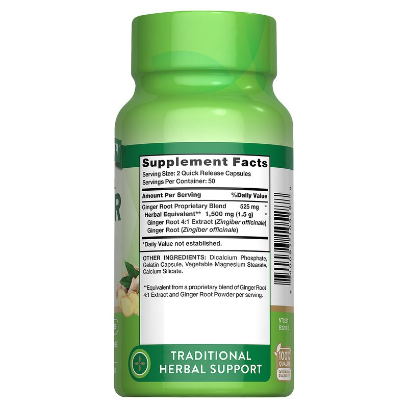 Nature's Truth Traditional Ginger Root Herbal Supplement, 100 count