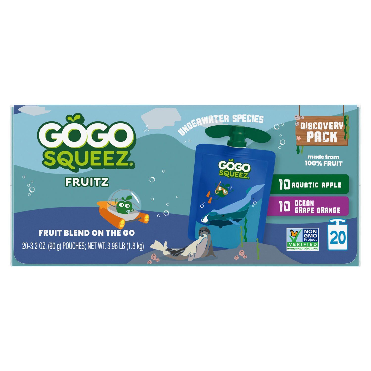 GoGo Squeez Fruitz Fruit Blend on the Go Discovery Pack, 3.2 oz, 20 count