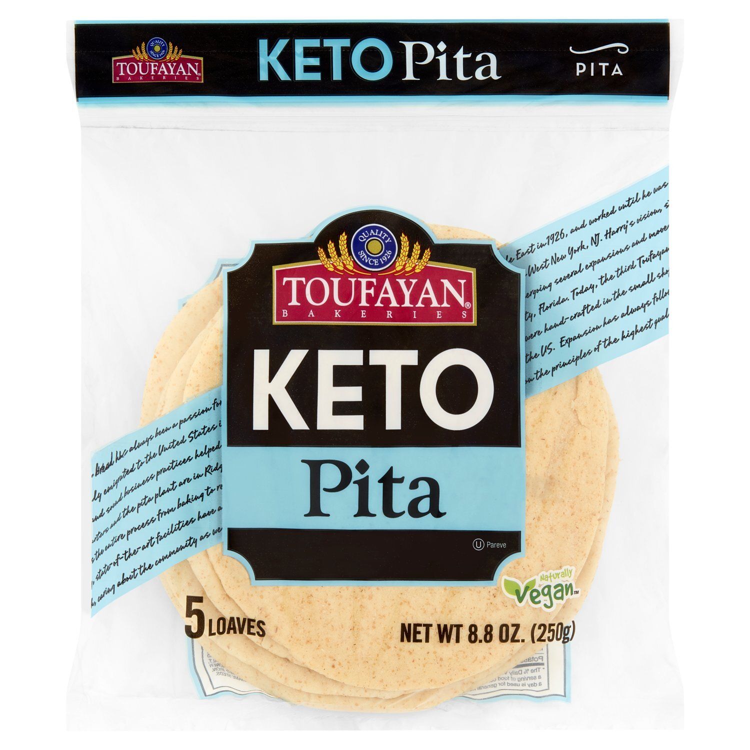 Toufayan Bakeries Keto Pita, 5 count, 8.8 oz