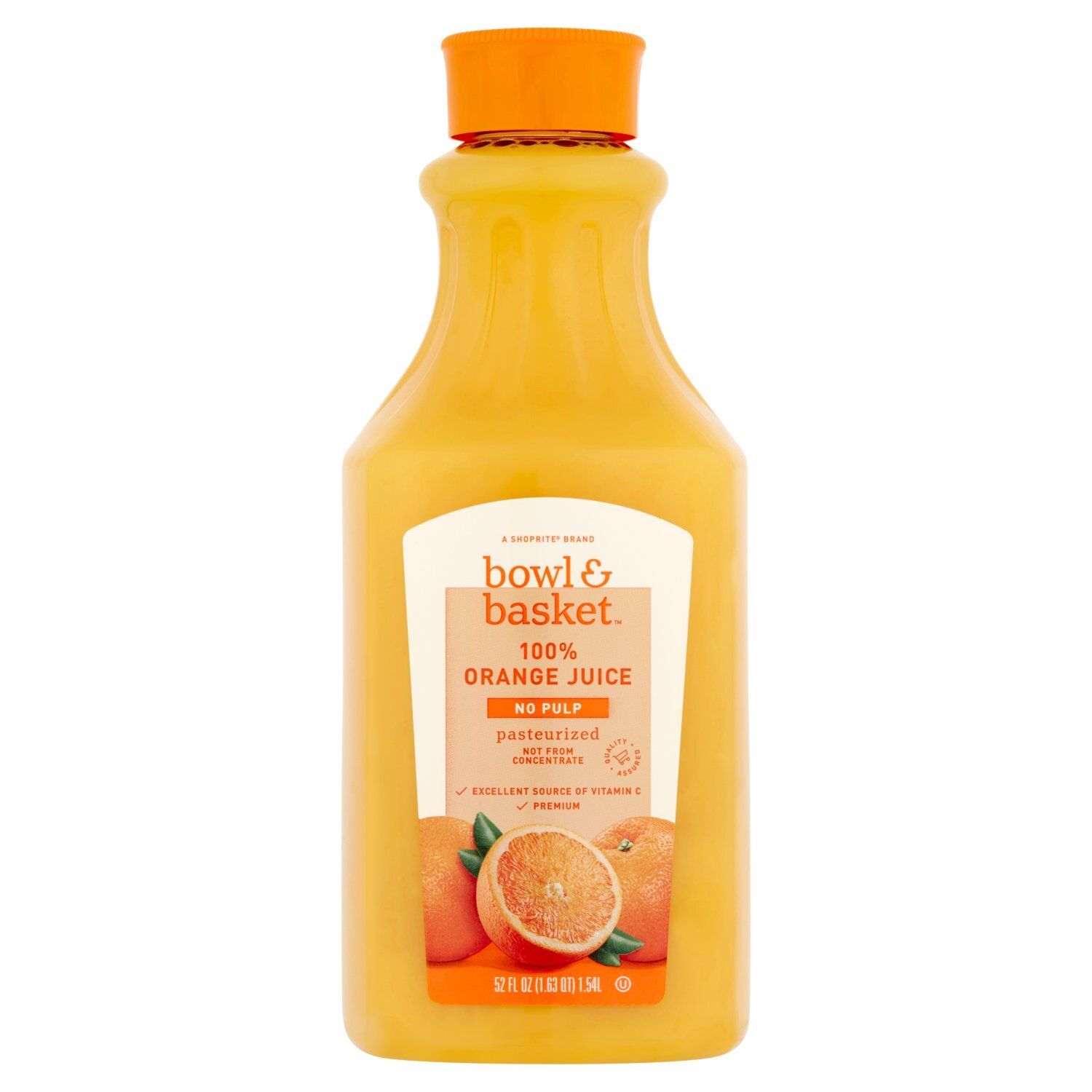 Bowls Basket No Pulp 100% Orange Juice, 52 fl oz