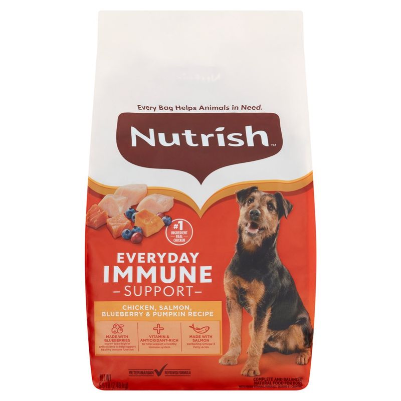 Nutrish Everyday Immune Support Chicken, Salmon, Blueberry &amp; Pumpkin Recipe Dog Food, 5.5 lb