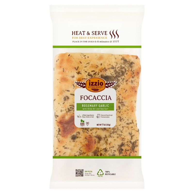 Izzio Artisan Bakery Rosemary Garlic with Olive Oil and Sea Salt Focaccia, 11 oz