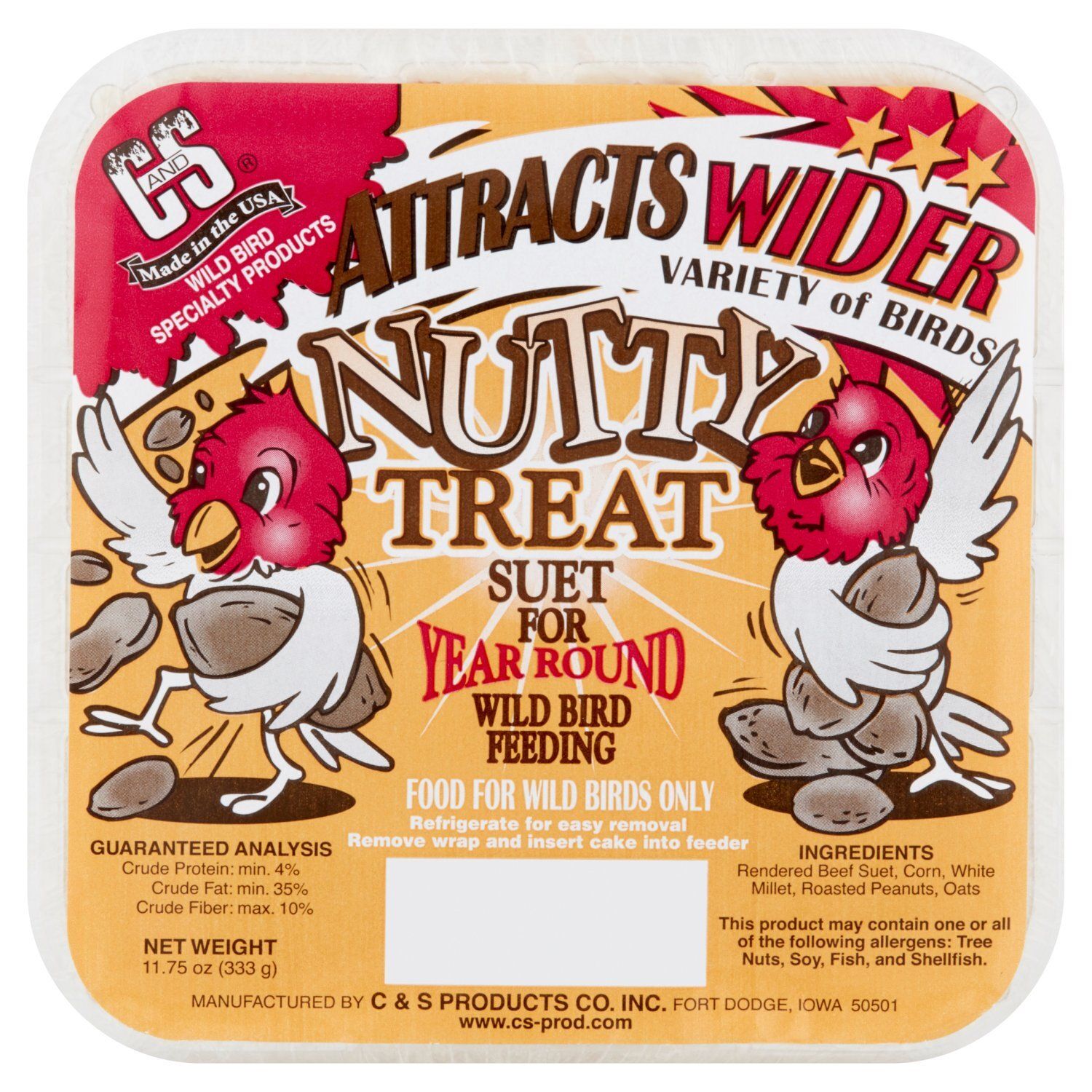 C&amp;S Nutty Treat Suet Bird Food, 11.75 oz