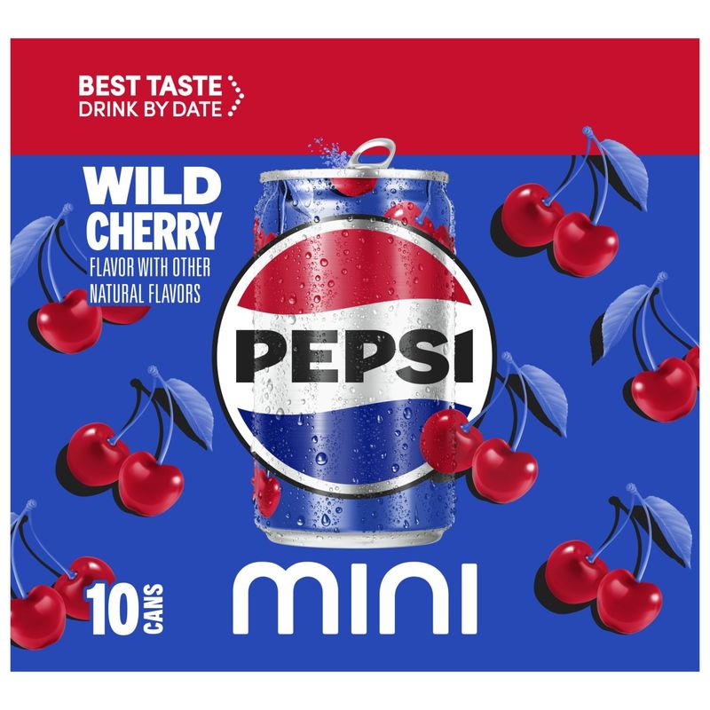 Pepsi Mini Soda Wild Cherry 7.5 Fl Oz, 10 Count