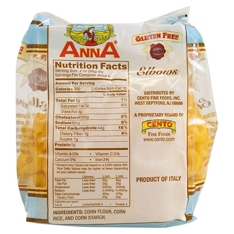 Anna Gluten Free Elbows Pasta, 8 oz