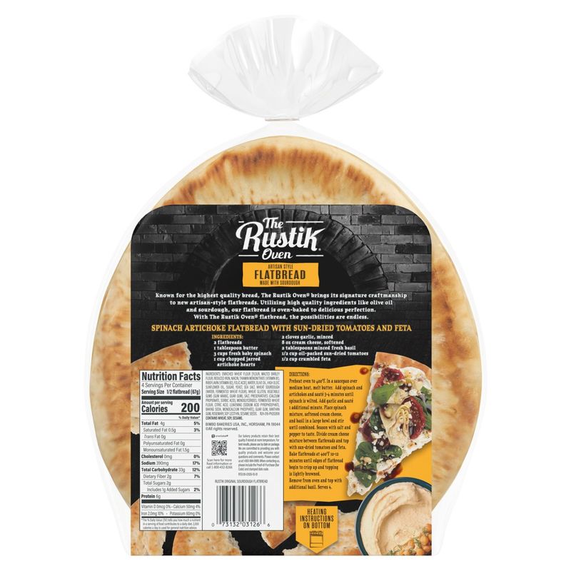The Rustik Oven Original Artisan Style Flatbread Made with Sourdough, 2 count, 9.5 oz
