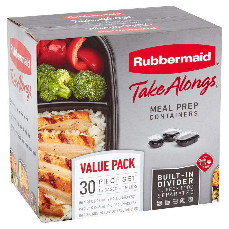 Rubbermaid Take Alongs Meal Prep Containers Value Pack, 30 piece set