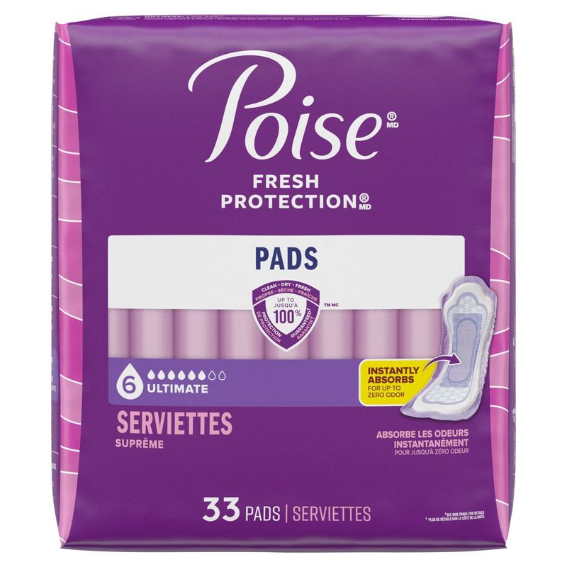 Poise Fresh Protection Ultimate Pads, 33 count