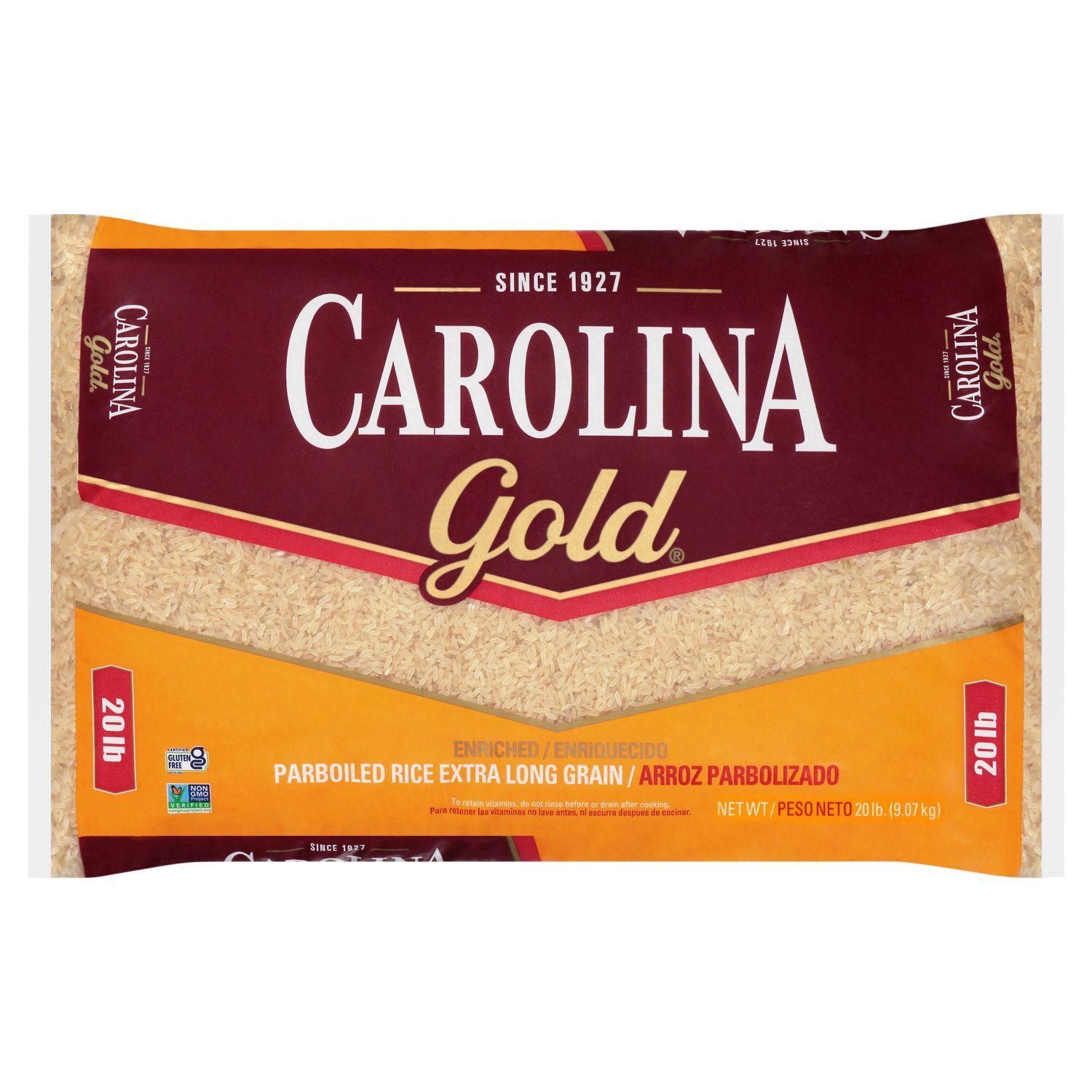 Carolina Gold Enriched Extra Long Grain Parboiled Rice, 20 lb