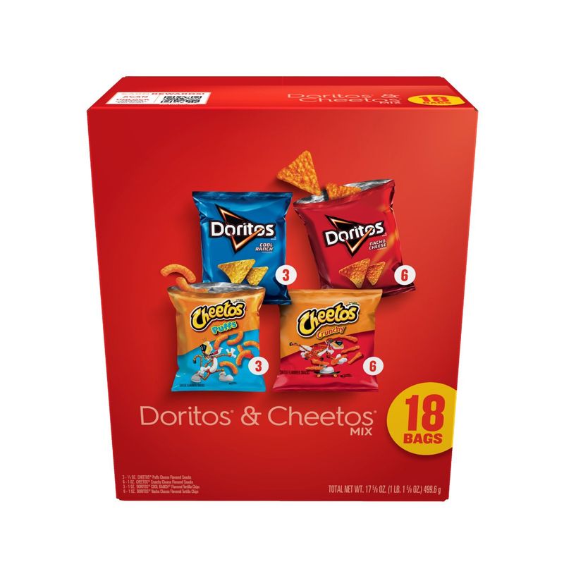 Frito Lay Snacks Doritos &amp; Cheetos Mix Variety Pack, 17 5/8 Oz, 18 Count