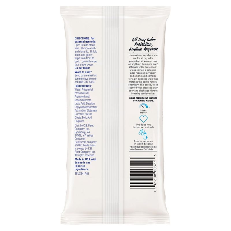 Summer's Eve Ultimate Odor Protection PH-balanced Cleansing Cloths, 32 count