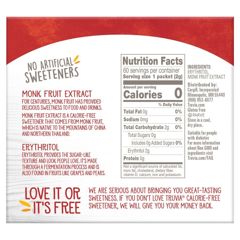 Truvia Monk Fruit Calorie-Free Sweetener, 60 count, 4.23 oz