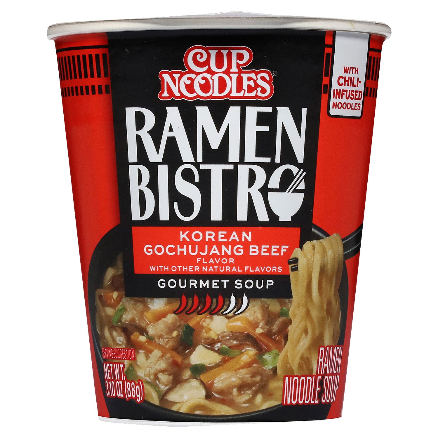 Cup Noodles Ramen Bistro Korean Gochujang Beef Gourmet Noodle Soup, 3.10 oz