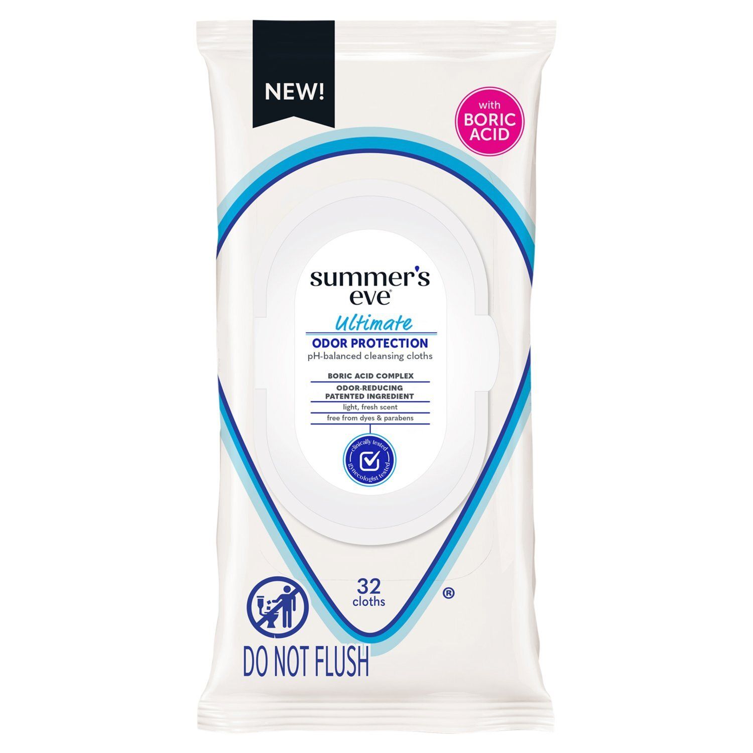 Summer's Eve Ultimate Odor Protection PH-balanced Cleansing Cloths, 32 count