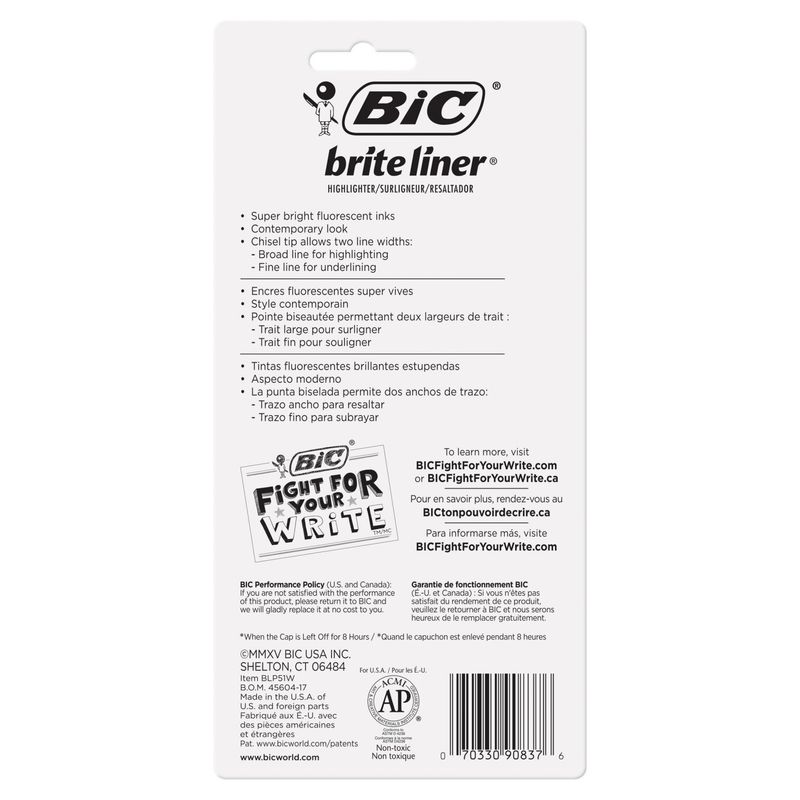 BIC Brite Liner Highlighter, 5 count