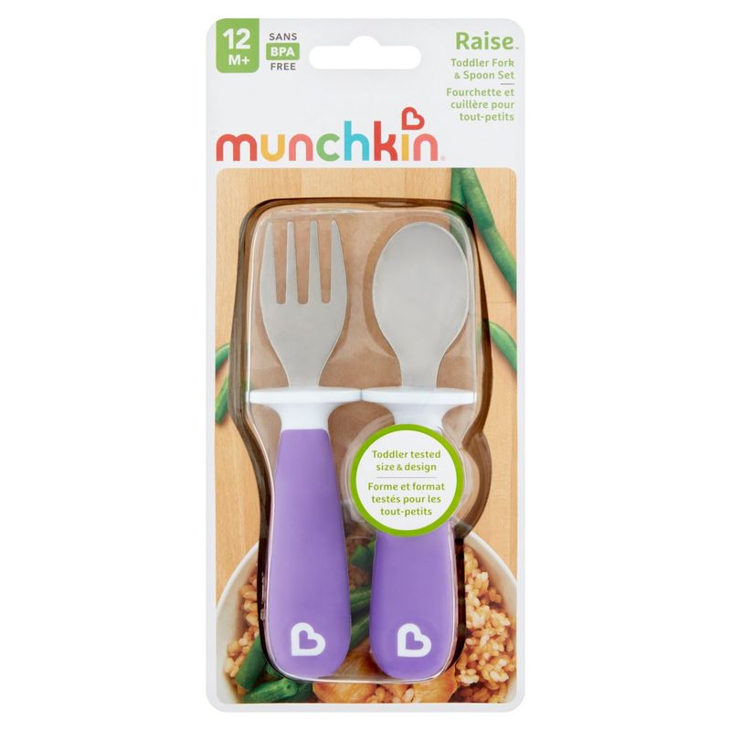 Munchkin Raise Toddler Fork &amp; Spoon Set, 12 M+