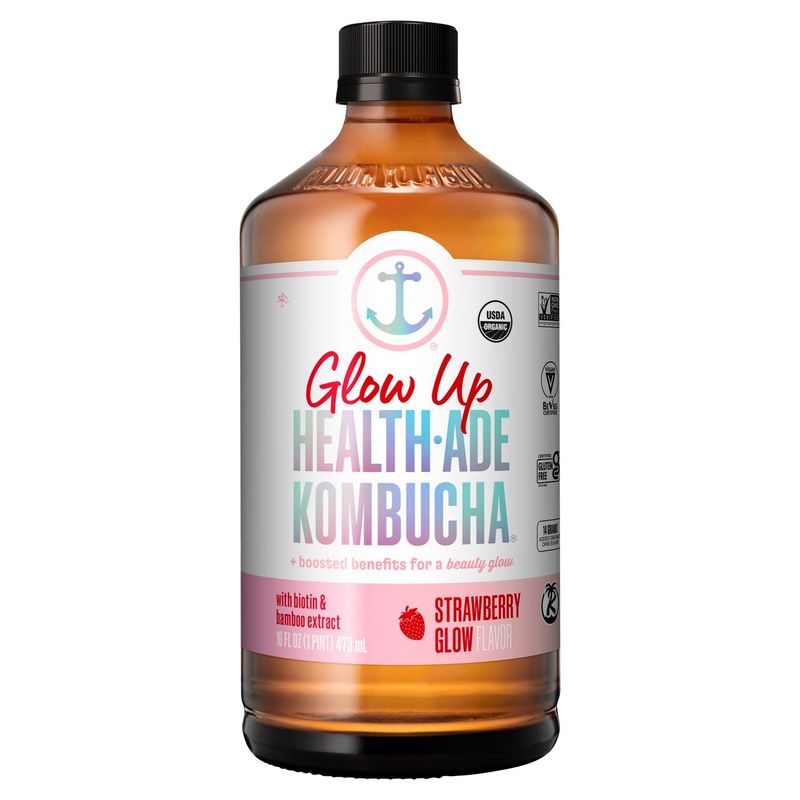 Health-Ade Kombucha Glow Up Strawberry Glow Flavor Kombucha, 16 fl oz
