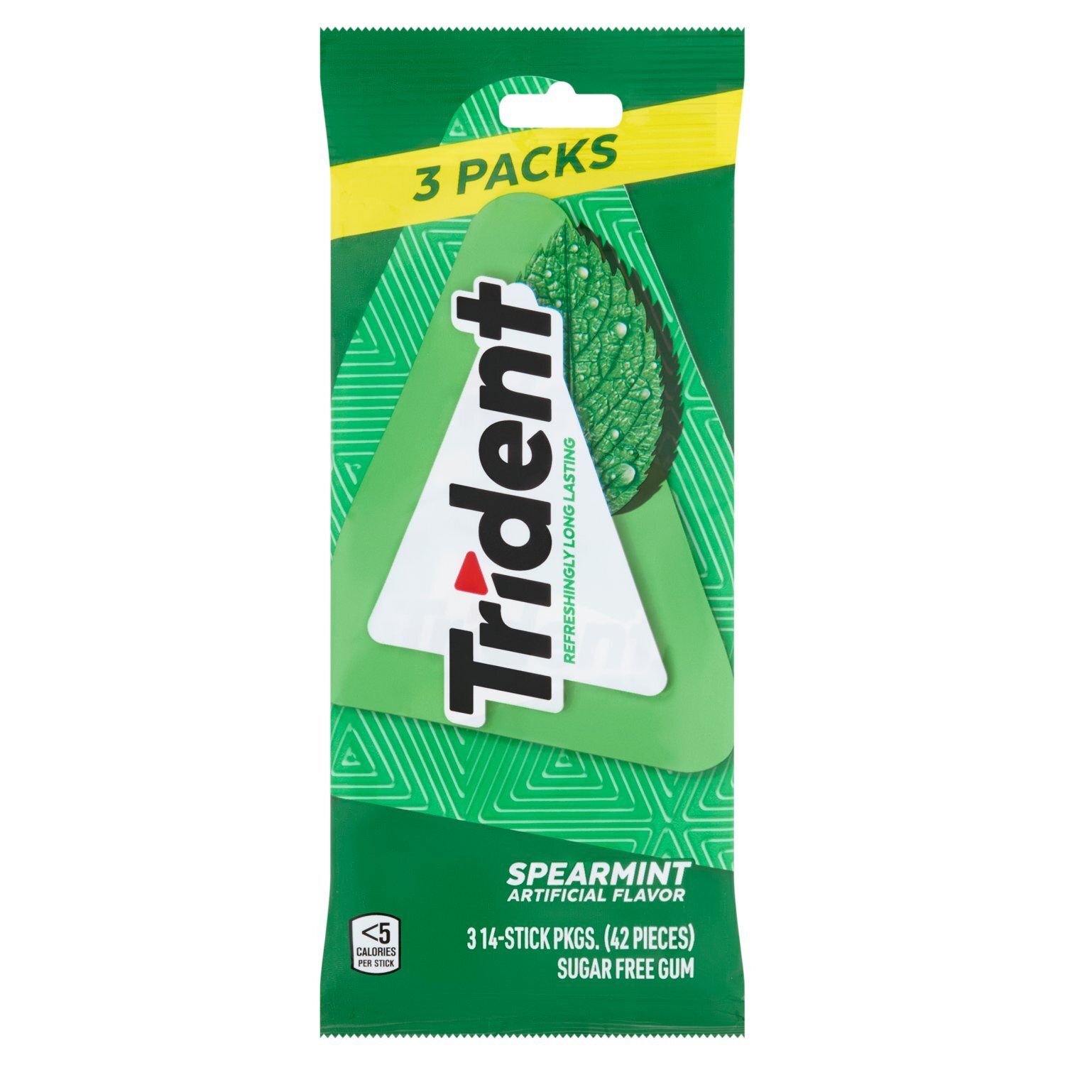 Trident Spearmint Sugar Free Gum, 42 count