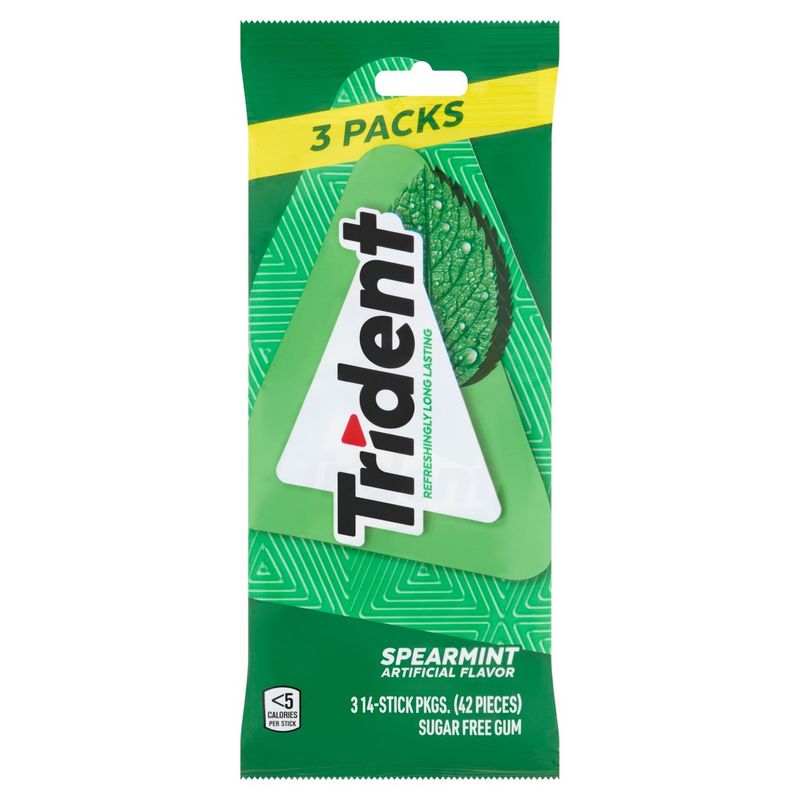 Trident Spearmint Sugar Free Gum, 42 count