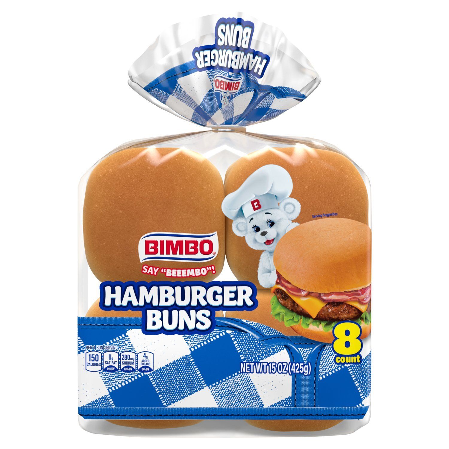 Bimbo Hamburger Buns, 8 count, 15 oz