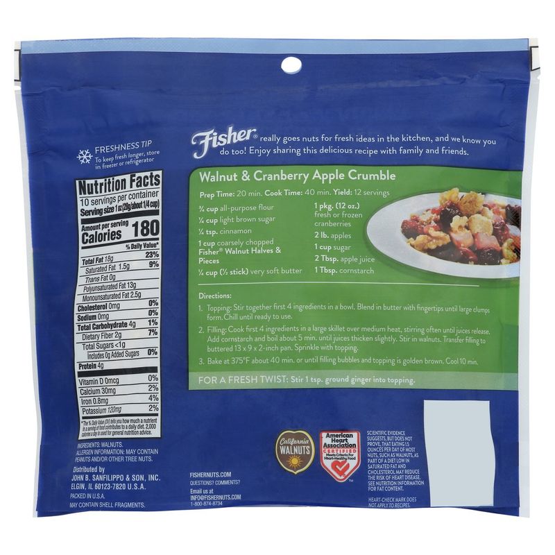 Fisher Chefs Naturals Walnut Halves &amp; Pieces, 10 oz