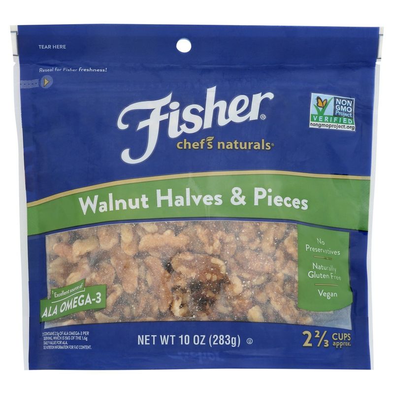 Fisher Chefs Naturals Walnut Halves &amp; Pieces, 10 oz