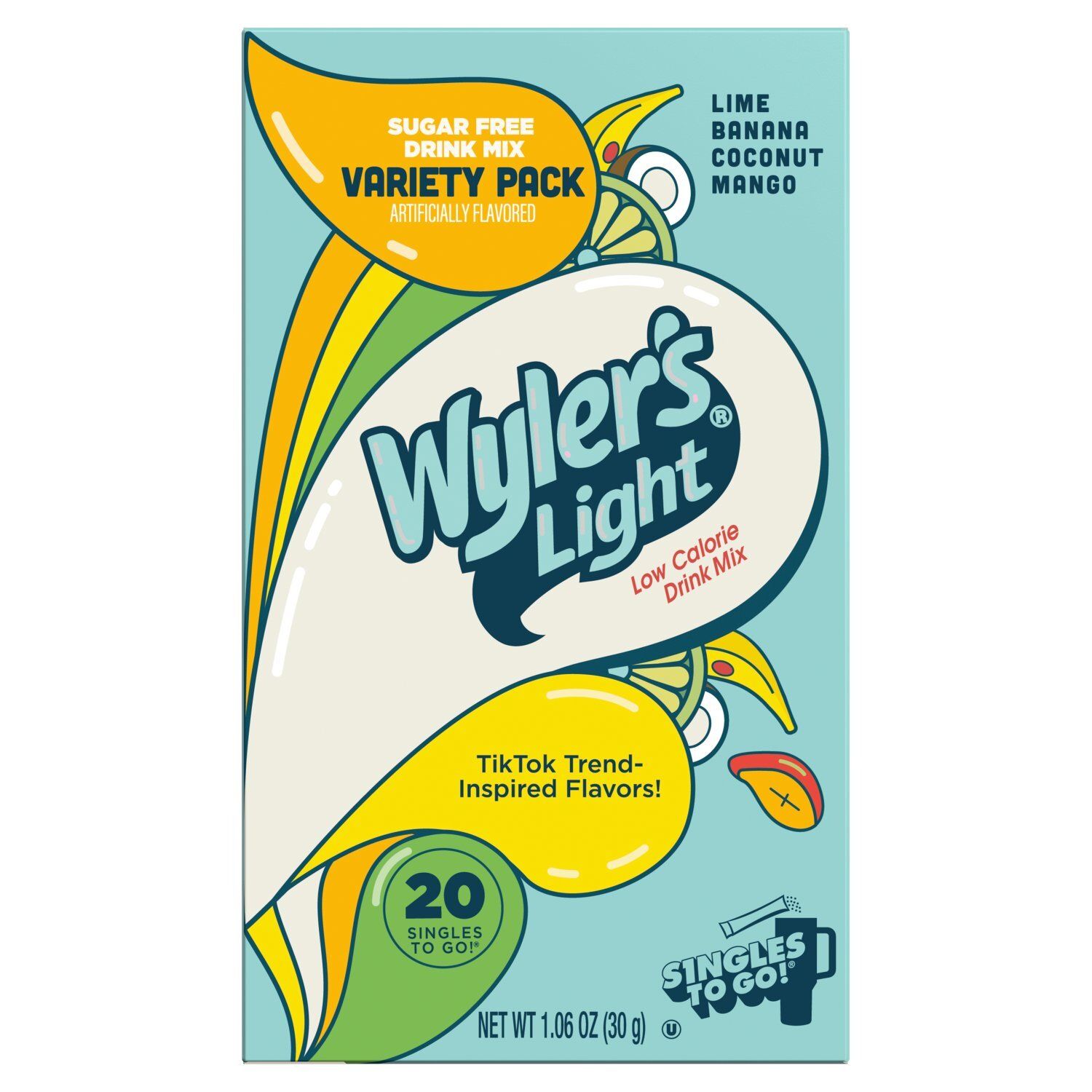 Wyler's Light Sugar Free Drink Mix Variety Pack, 20 count, 1.06 oz