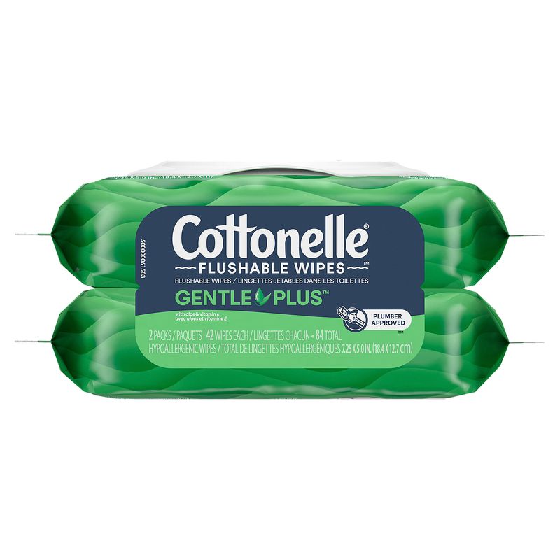 Cottonelle GentlePlus Hypoallergenic Flushable Wipes, 42 count, 2 packs