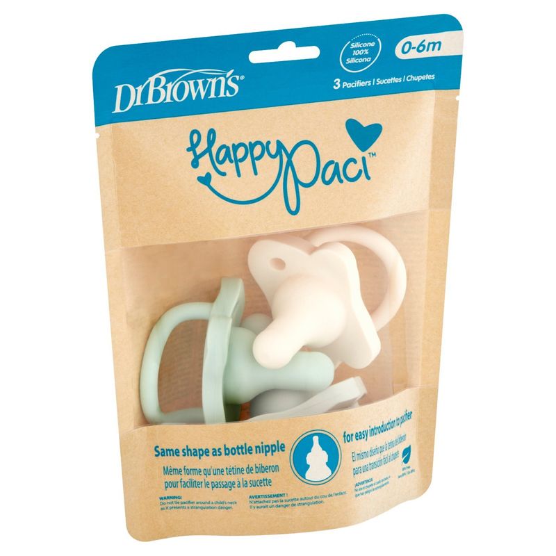 Dr Brown's Happy Paci Silicone Pacifiers, 0-6m, 3 count