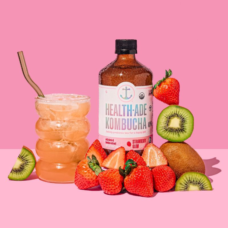 Health-Ade Kombucha Glow Up Strawberry Glow Flavor Kombucha, 16 fl oz