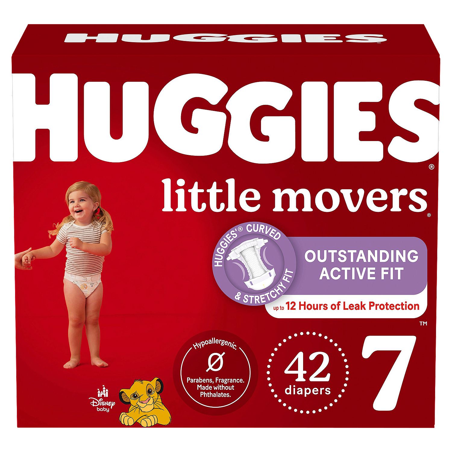 Huggies Little Movers Outstanding Active Fit Diapers, Size 7, Over 41 lb, 42 count