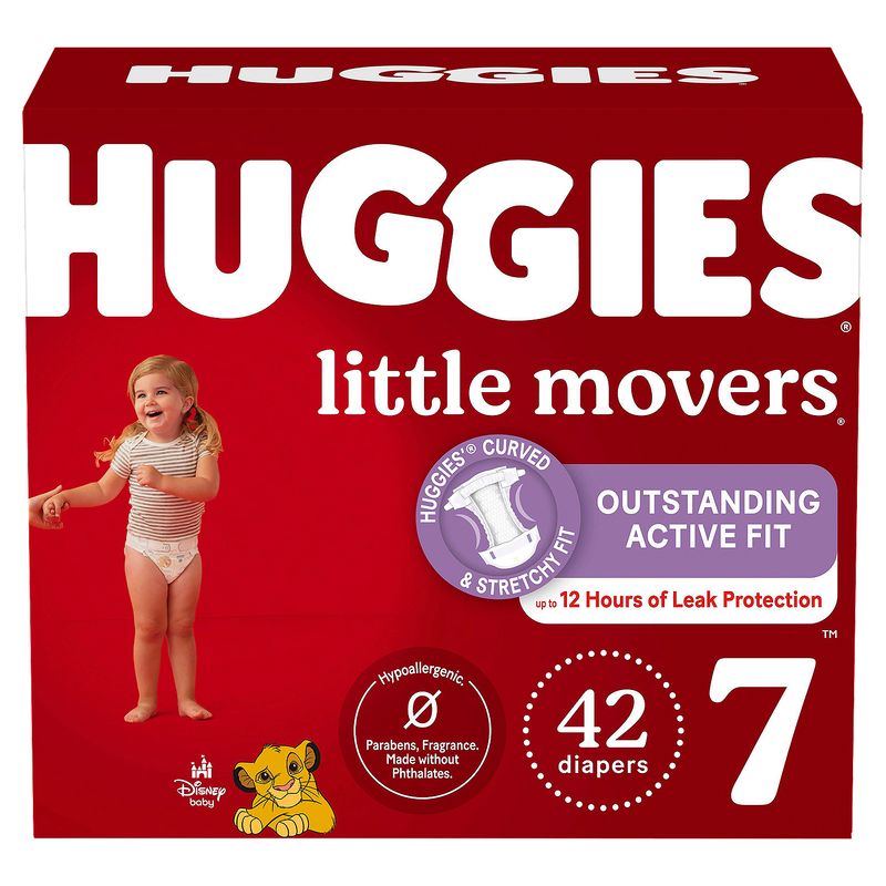 Huggies Little Movers Outstanding Active Fit Diapers, Size 7, Over 41 lb, 42 count