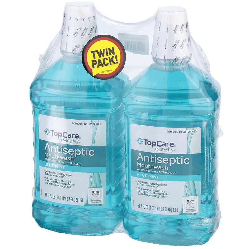 TopCare Blue Mint Antiseptic Mouthwash - Twin Pack, 101.4 fl oz