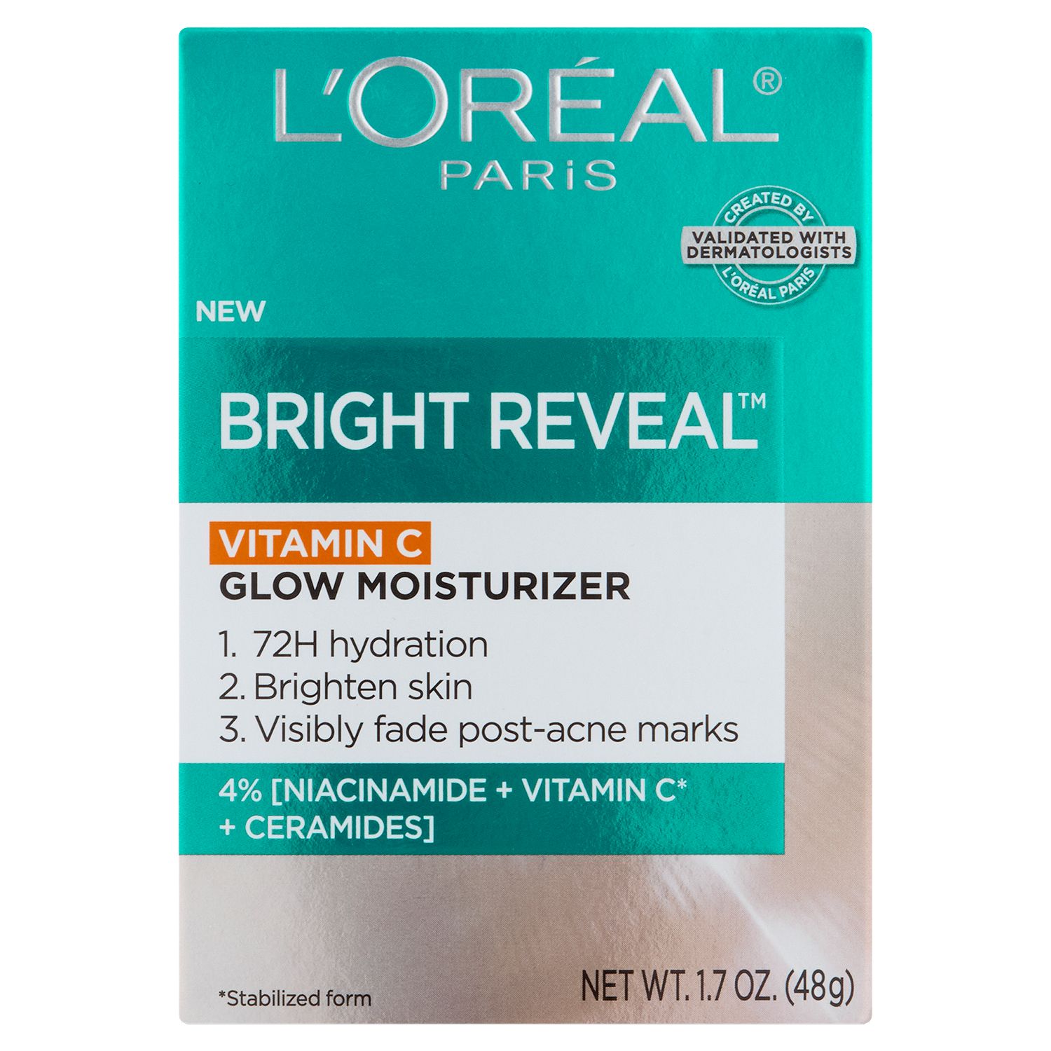 L'Oréal Paris Bright Reveal Vitamin C Glow Moisturizer, 1.7 oz