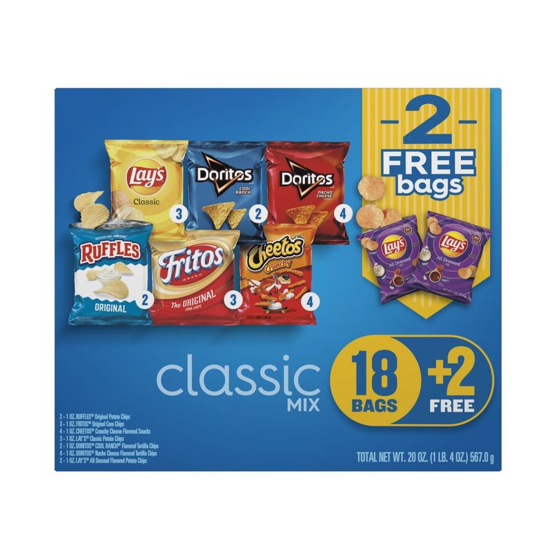 Frito Lay Snacks Classic Mix Variety , 20 Oz, 20 Count