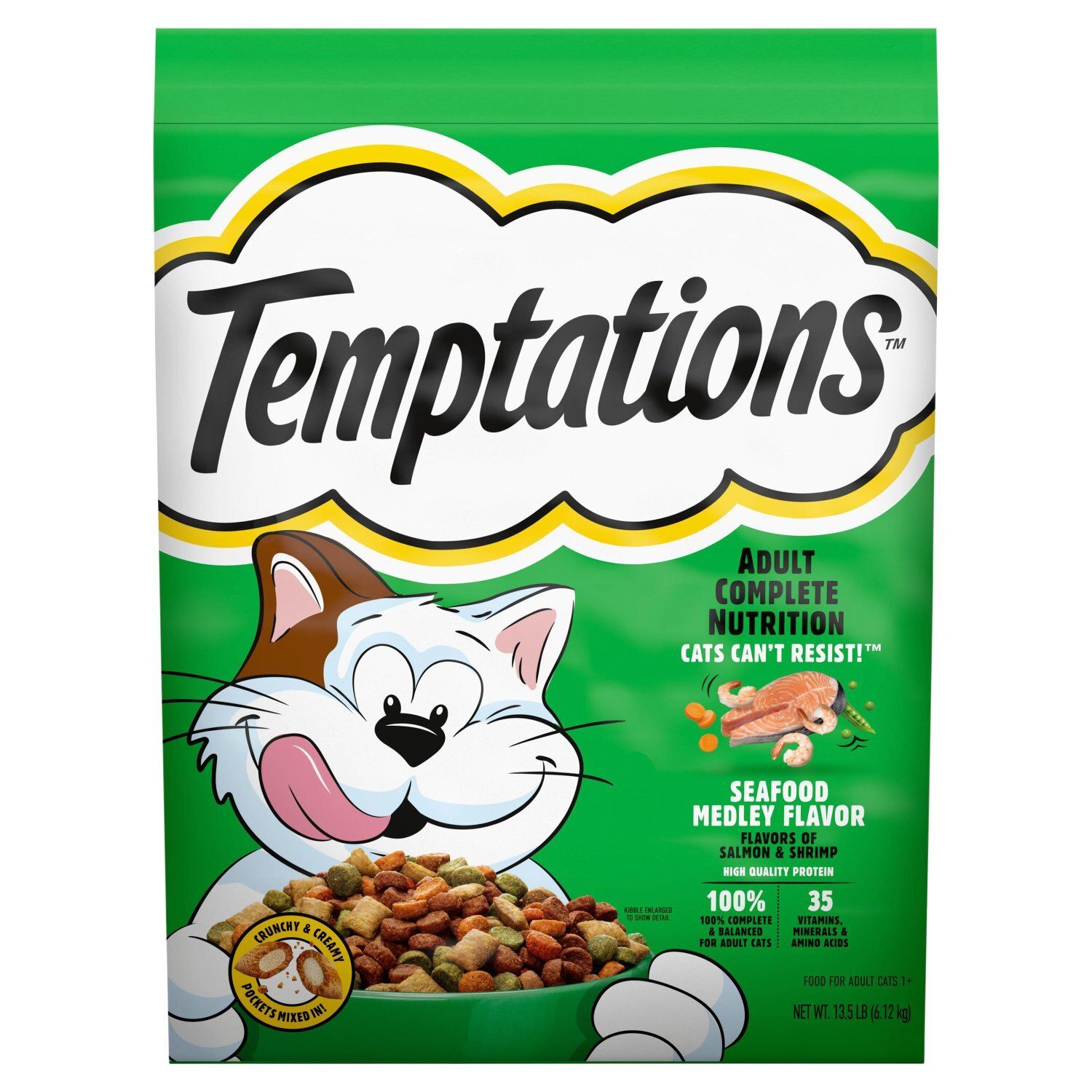 Temptations Seafood Medley Flavor Food for Adult Cats 1+, 13.5 lb