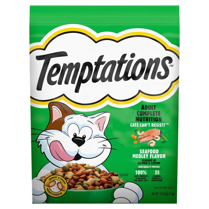 Temptations Seafood Medley Flavor Food for Adult Cats 1+, 13.5 lb