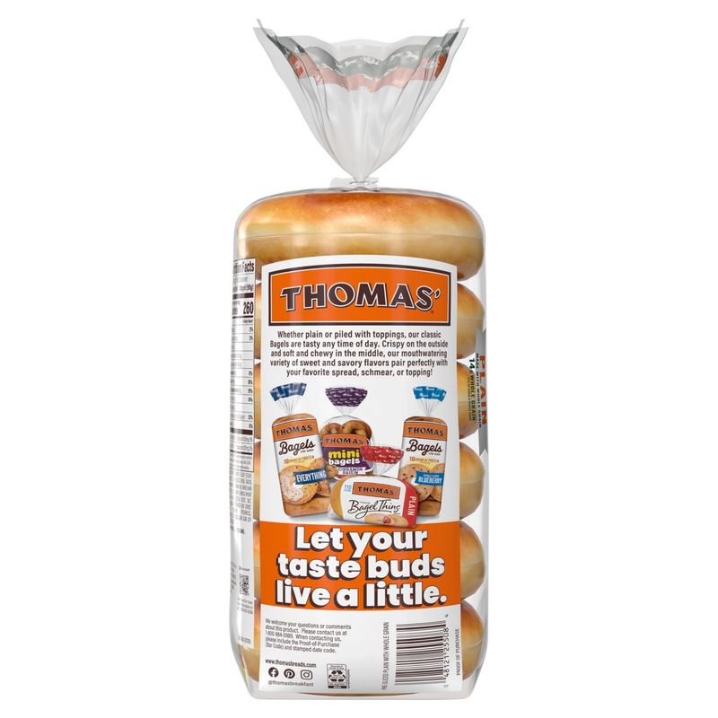 Thomas' Plain Bagels, 6 count, 1 lb 4 oz