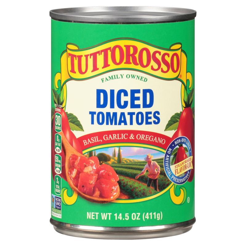 Tuttorosso Basil, Garlic &amp; Oregano Diced Tomatoes, 14.5 oz