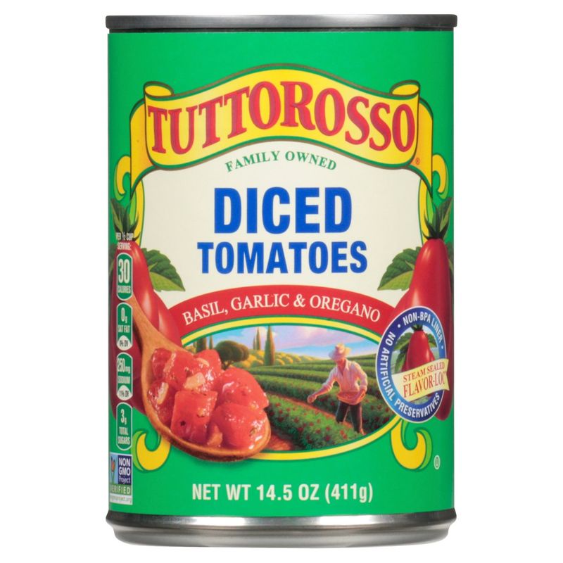 Tuttorosso Basil, Garlic &amp; Oregano Diced Tomatoes, 14.5 oz