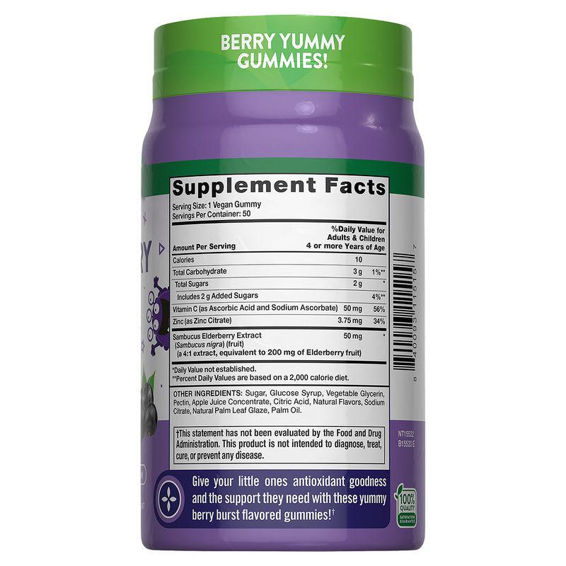 Nature's Truth Just 4 Kidz Sambucus Elderberry + Vitamin C, Zinc Dietary Supplement, 50 count