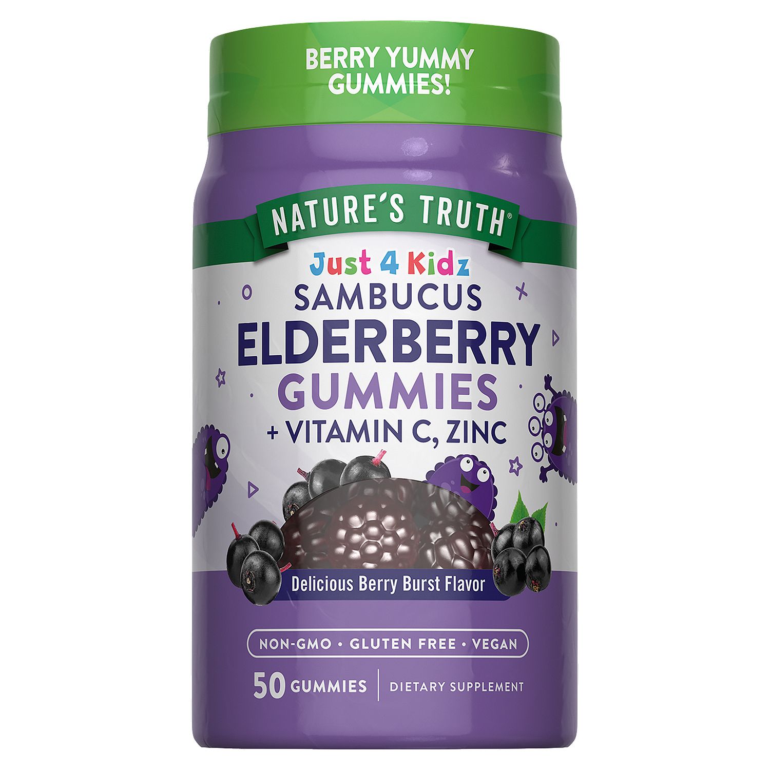 Nature's Truth Just 4 Kidz Sambucus Elderberry + Vitamin C, Zinc Dietary Supplement, 50 count
