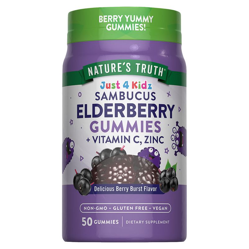 Nature's Truth Just 4 Kidz Sambucus Elderberry + Vitamin C, Zinc Dietary Supplement, 50 count