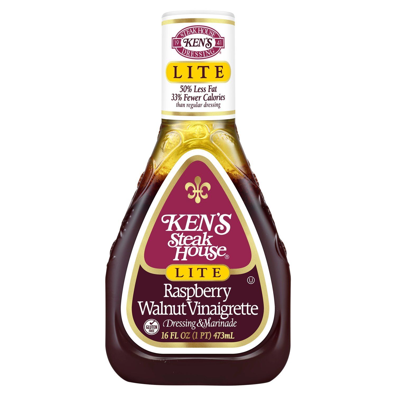 Ken's Steak House Lite Raspberry Walnut Vinaigrette Dressing &amp; Marinade, 16 fl oz
